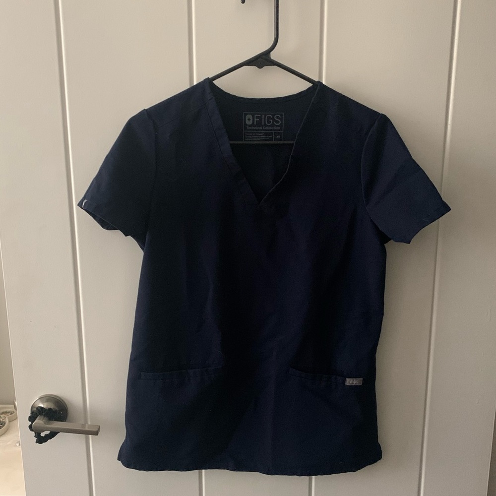 Navy XS Figs Casma Three-Pocket Scrub Top